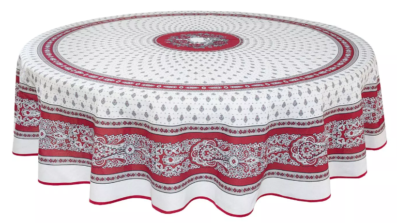 Round Tablecloth coated or cotton Marat d'Avignon Bastide red